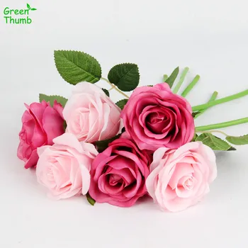 

30pcs 27cm Artificial Rose Flowers Wedding Bouquet Green Thumb Home Wedding Car Decoration DIY Artificial Flower