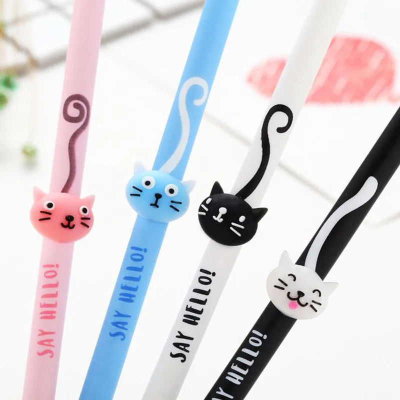 

Coloffice 1PCS Kawaii Cat Pens Pencil Black Ink 0.5mm Gel Pen Writing Signing Pens Signature For Student Gift Office Supplies