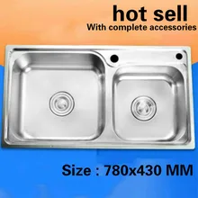 Кухонная раковина 304 нержавеющая сталь нормальный двойной паз Горячая 78x43 см