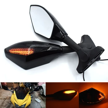 

Universal Motorcycle Rear View Side Wing Mirrors w/ LED Turn Signal Light for Yamaha R1 R6 R125 R15 FZ16 FZ1 FZ6 XJR1300