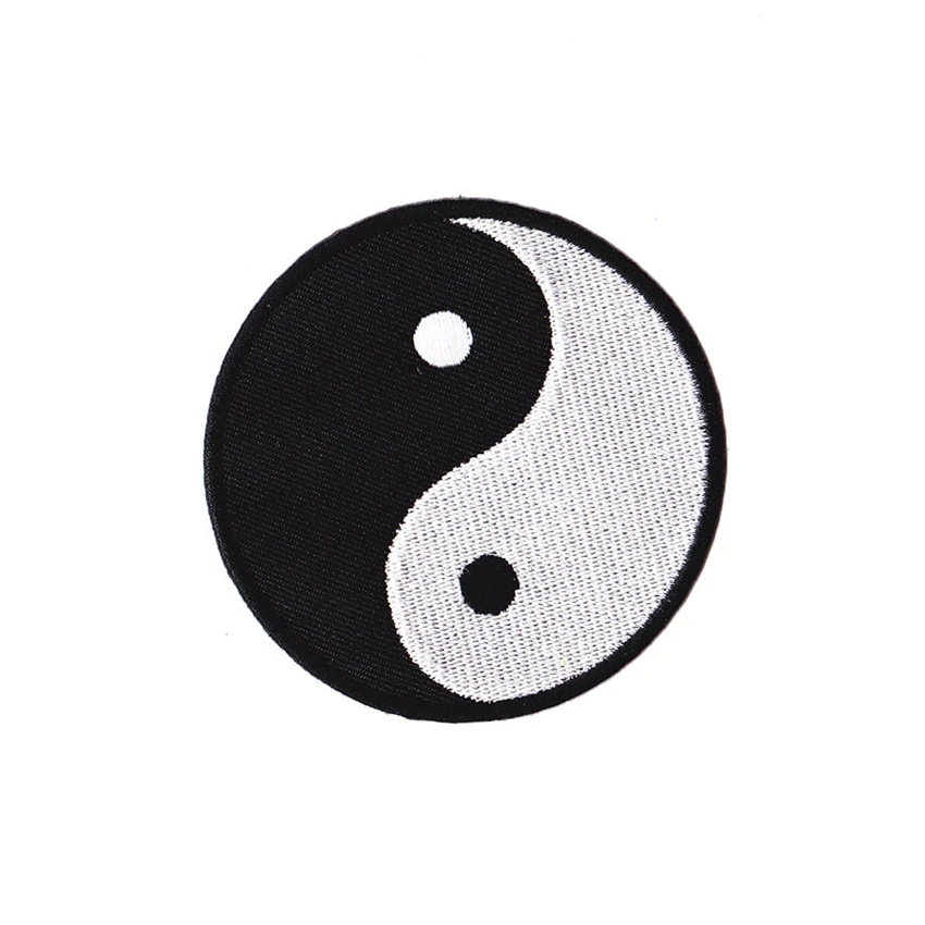 Yin Yang Peace and Heart Logo Iron on Sew on Embroidered Patch