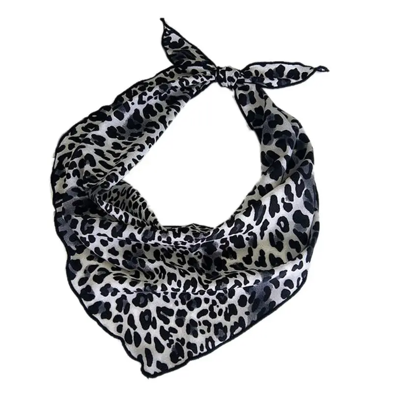 Womens Chiffon Leopard Printed Triangle Neck Scarf Bandana Kerchief Hair Tie New