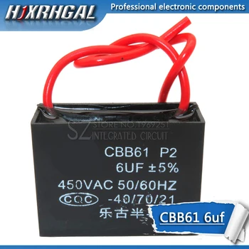 

1PCS CBB61 6UF start capacitor hanging Fan soot motor air conditioner 450VAC starting capacitance hjxrhgal