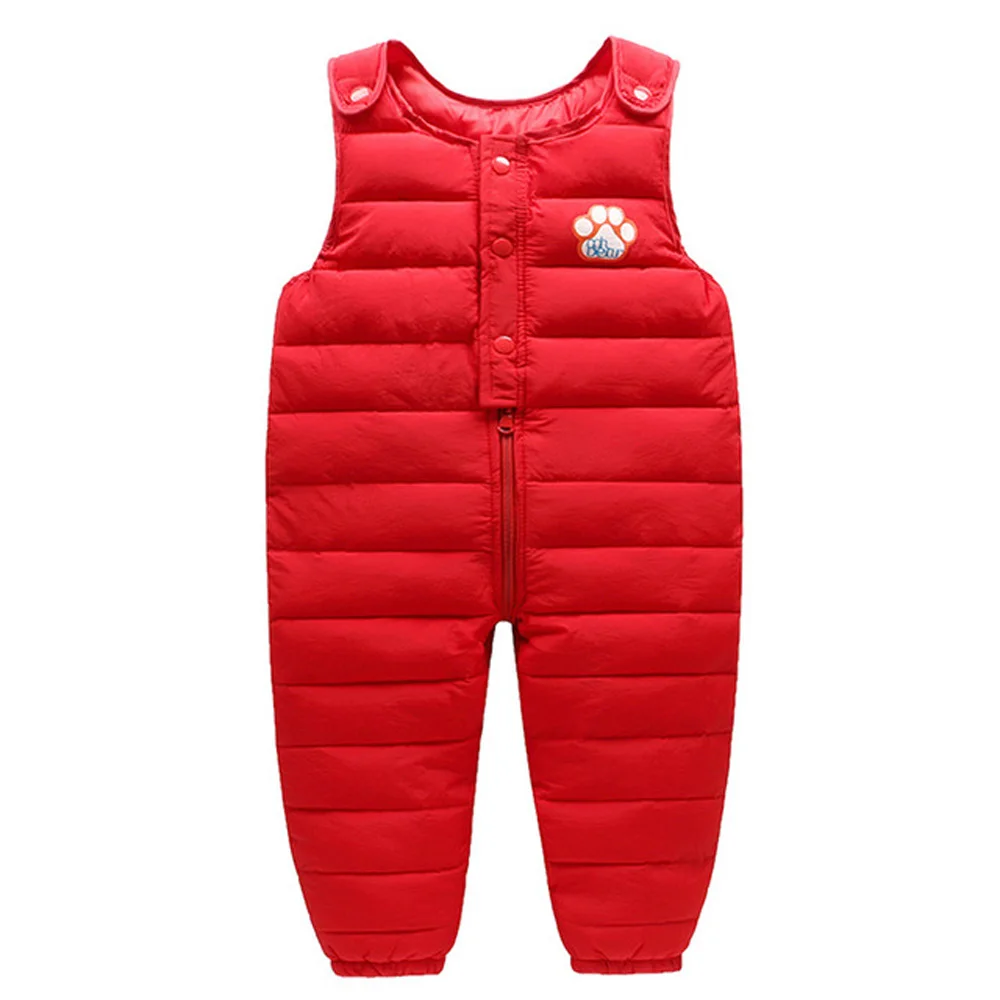 Коллекция года, ремень с подтяжками, штаны детские хлопковые зимние теплые штаны для мальчиков и девочек, плотные штаны, комбинезоны для малышей, унисекс, для детей возрастом от 2 до 6 лет - Цвет: Red