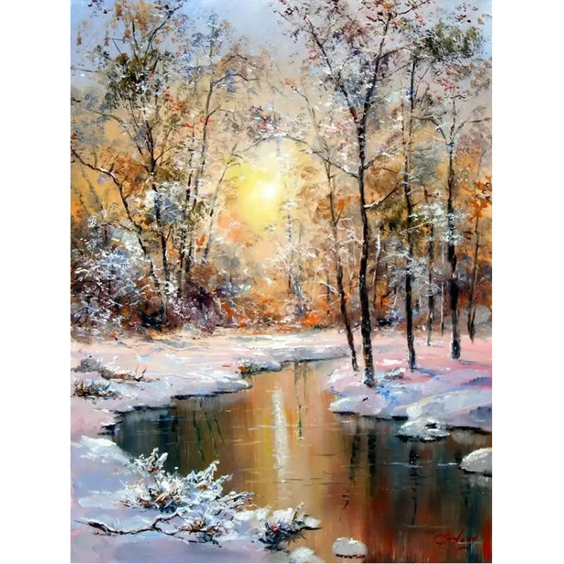 

Full DIY 5D Diamond Painting Cross Stitch winter landscape tree square Diamond Embroidery Patterns rhinestones Diamond Mosaic