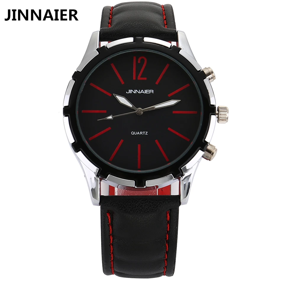 

Luxury brand JINNAIER watch men watches 2017 fashion sport mens wristwatch genuine leather clock saat erkekler relogio masculino