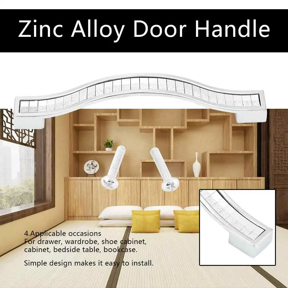 

6708 Diamond Crystal Door Handle Zinc Alloy Handle Knobs for Drawer Cabinet Cupboard Wardrobe poignee de porte deurklink