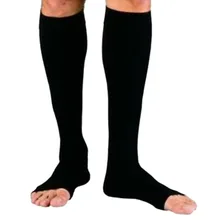 Новые женские Компрессионные носки на молнии, поддерживающий ногу колено, носки с открытым носком, Размеры S/M/XL Y1
