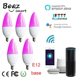 Boaz-EC Smart Wifi E12 светодиодный лампочка умная Свеча лампа Tuya Smartlife СВЕТОДИОДНЫЙ Свет Голосовое управление Alexa Echo Google Home IFTTT 5 шт