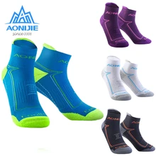 AONIJIE уличный спортивные носки беговые Coolmax Атлетическая производительность Tab Обучение Велоспорт походная Подушка четверть Компрессионные носки