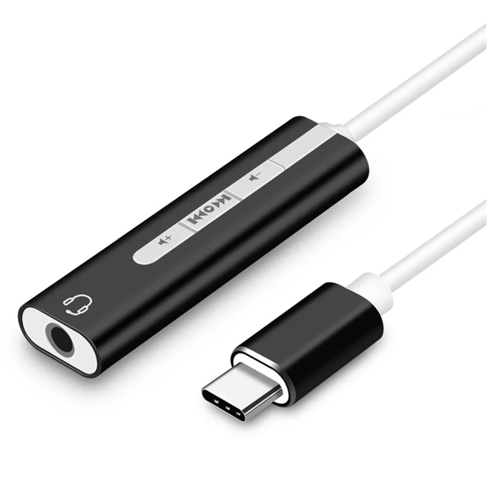 Внешний USB-C/тип-c звуковая карта 3,5 мм разъем HIFI волшебный голос 7,1 канальный аудио конвертер адаптер алюминиевый корпус - Цвет: Черный