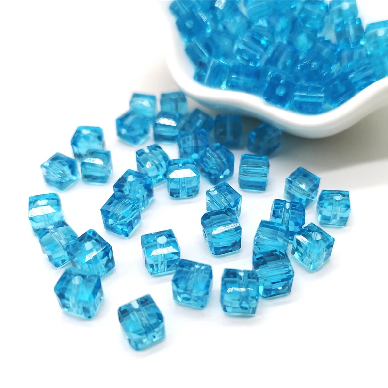 20 pcs/lot Crystal Glass Beads 6mm Crystal Glass Beads Accessories for Jewelry Making Square Shape Crystal Cube