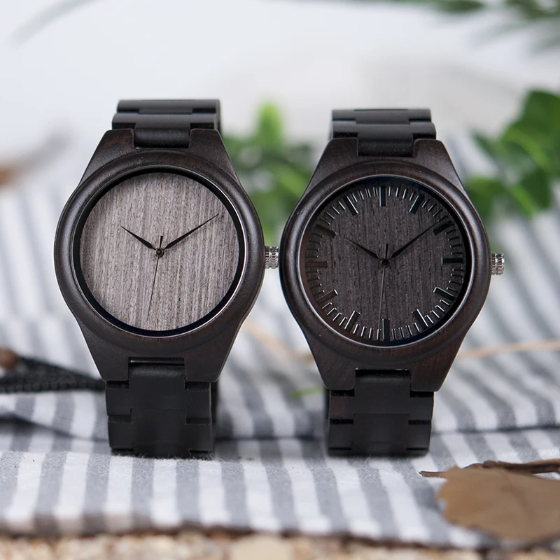 BOBO BIRD Watch Men Relogio Masculino Ebony Wooden Wood WristWatch Causal Quartz reloj hombre in Gift Box Custom logo