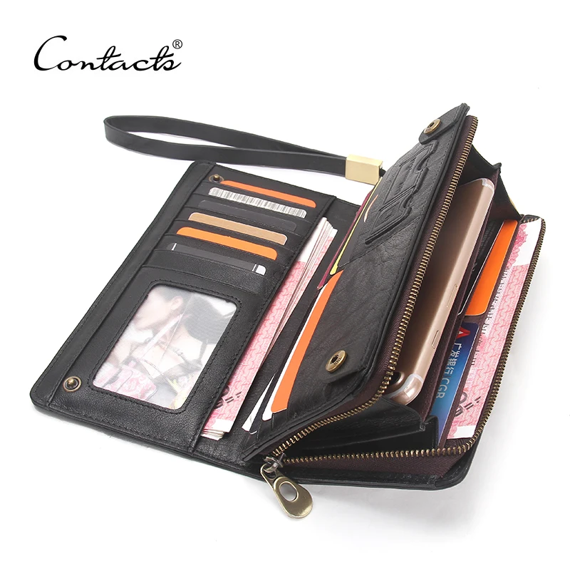 

CONTACT'S Designer Italian Burnished Leather Purses with Bifold 100% Genuine Real Leather Wallet Brown Men Clutch Brand Wallets