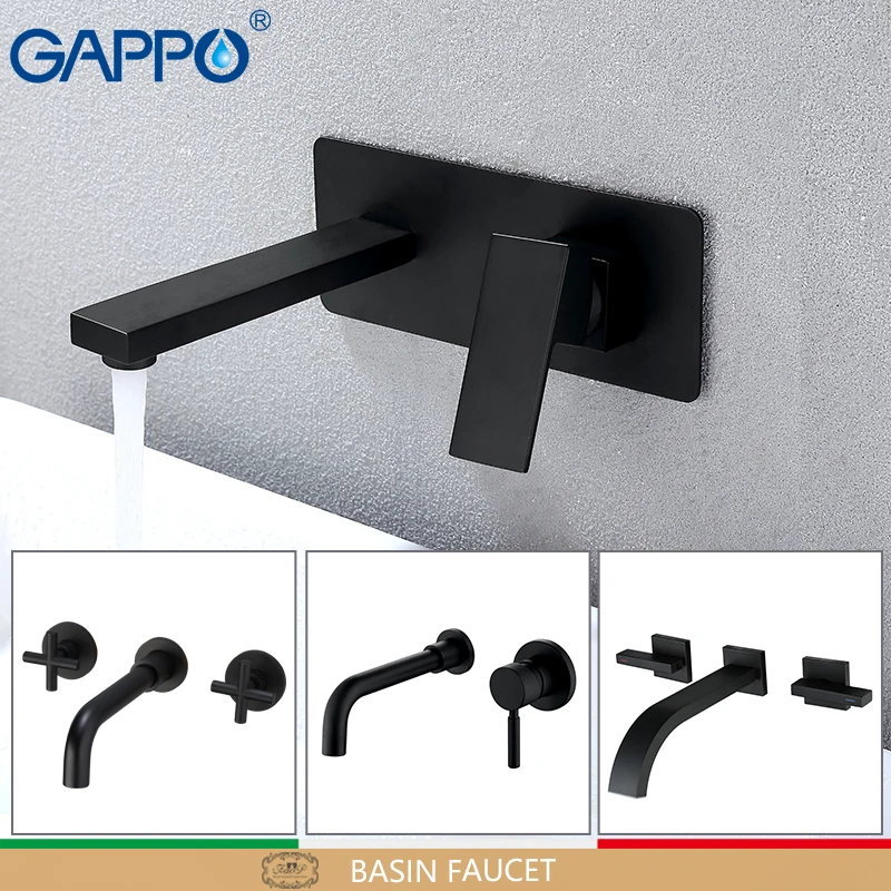 GAPPO Basin Faucets wall mounted black bathroom basin mixer tap sink faucets waterfall faucet torneira