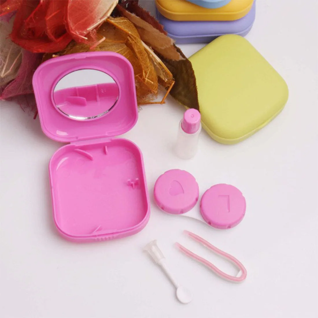 

1pc Easy Carry Kit Easy Carry Mirror Lenses Box Travel Glasses Contact Lens Case Eyewear Accessories Travel Kit Mirror Container