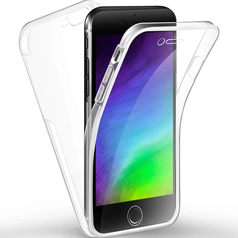 

Front+Back Full Body Shockproof Clear Case for iphone X XS MAX 6 6s 7 8 XR 5S SE 360 Degree Protective Soft Cover New Design