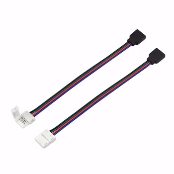 

5050 RGB 4 Pin LED Strip Connector, 5pcs 10mm Strip to Power Adaptor Snap Down 4 Pin Connector for 5050 RGB Flexibl ST253