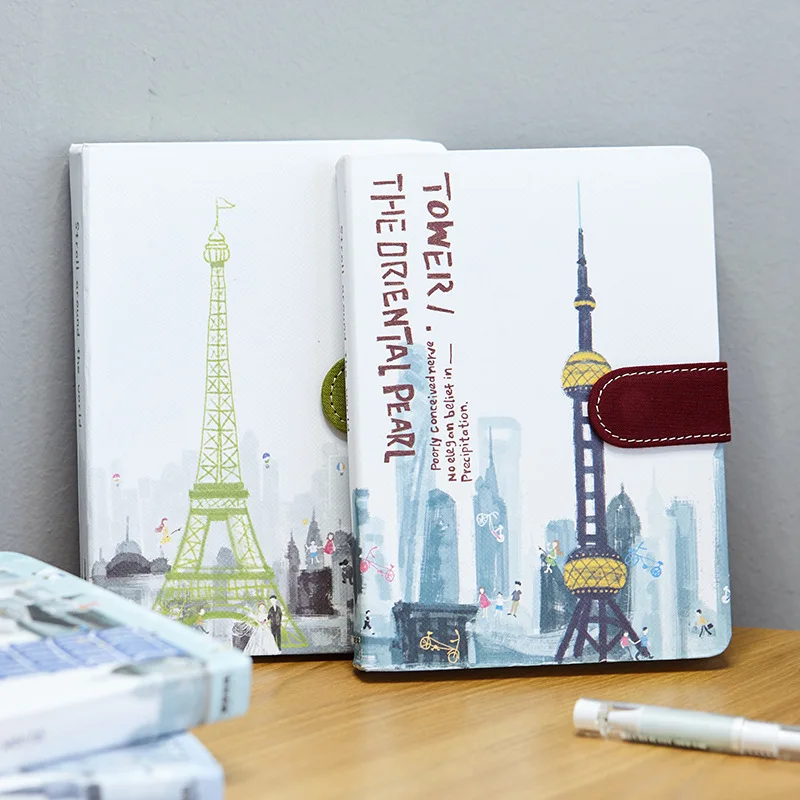 

Creative Eiffel Tower notebook kawaii hand book diary DIY High-quality hardcover Cloth cover cute stationery students gifts 1pc