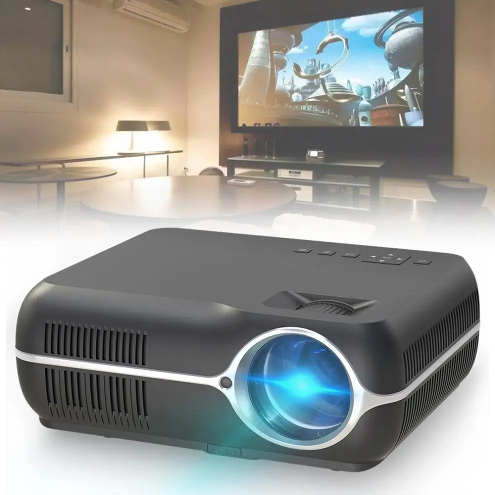 1080P видео домашний кинотеатр светодиодный HD видео проектор со стерео объемным двойным рожком поддержка одновременной функции экрана телефона