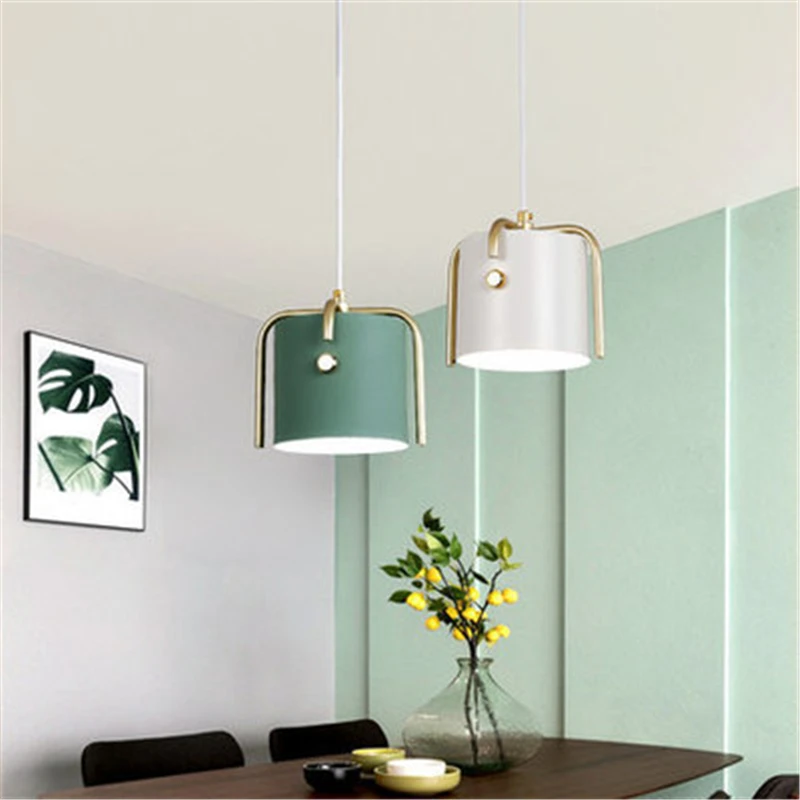 

Nordic Single-Head Restaurant Lamp Atmosphere Creative Round Table Chandelier Design Style Wrought Iron Bedside Lamp