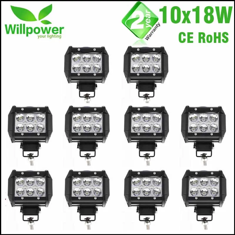 10pcs 18W LED Driving Light 18W Spot Flood 12V 24V 4 Inch LED Work Light Bar 4x4 LED Bar Offroad Car LED Bulb For Niva 4x4 10pcs 18W LED Driving Light 18W Spot Flood 12V 24V 4 Inch LED Work Light Bar 4x4 LED Bar Offroad Car LED Bulb For Niva 4x4