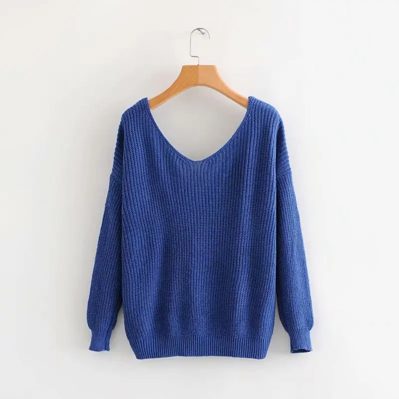 Bella Philosophy осень-зима, v-образный вырез, однотонная Для женщин короткий свитер с длинным рукавом и крестиком узлом Панель свитер Повседневное женские пуловеры