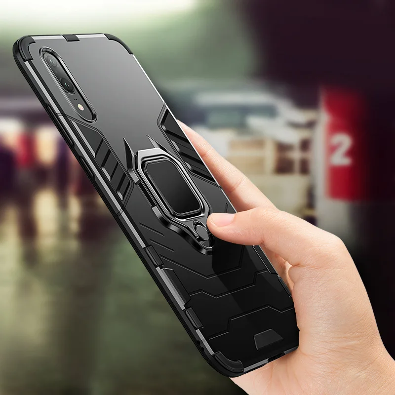 

Luxury Armor Shockproof Phone Cases For Huawei P20 P30 Pro Magnetic Holder Ring Cover For Huawei P20 P30 Lite Nova 3E 4E Case