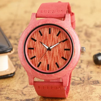 Relojes de pulsera modernos para mujer, reloj de madera de diseñador Rosa creativo, hecho a mano, de cuarzo de madera Natural de bambú, relojes de mujer