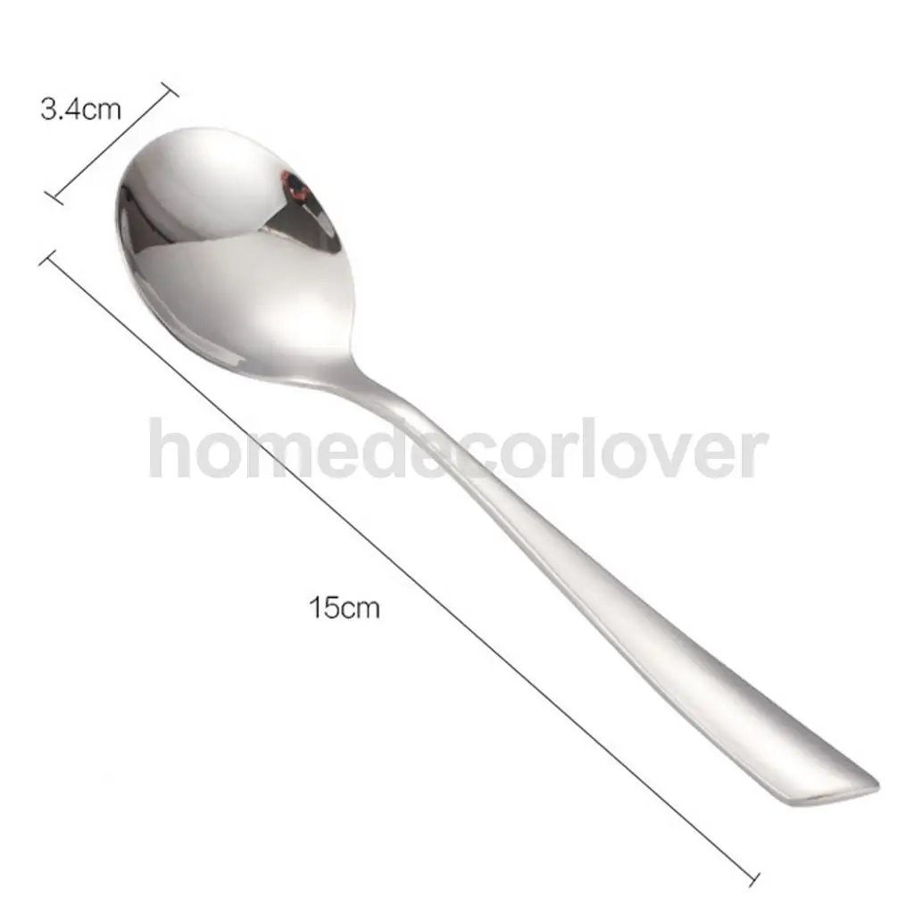 Stainless Steel Dinner Spoons Round Spoon Use for Home Kitchen Restaurant Cafe Tea Ice Cream Soup Spoon 11/ 12/ 15/ 18cm Select