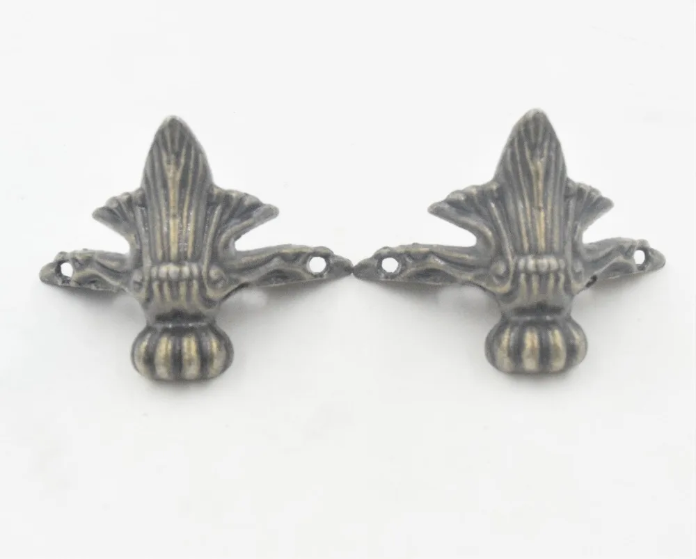

White Antique Jewelry Gift Box Wood Case Decorative Feet Leg Corner Protector,61*41mm,4Pcs