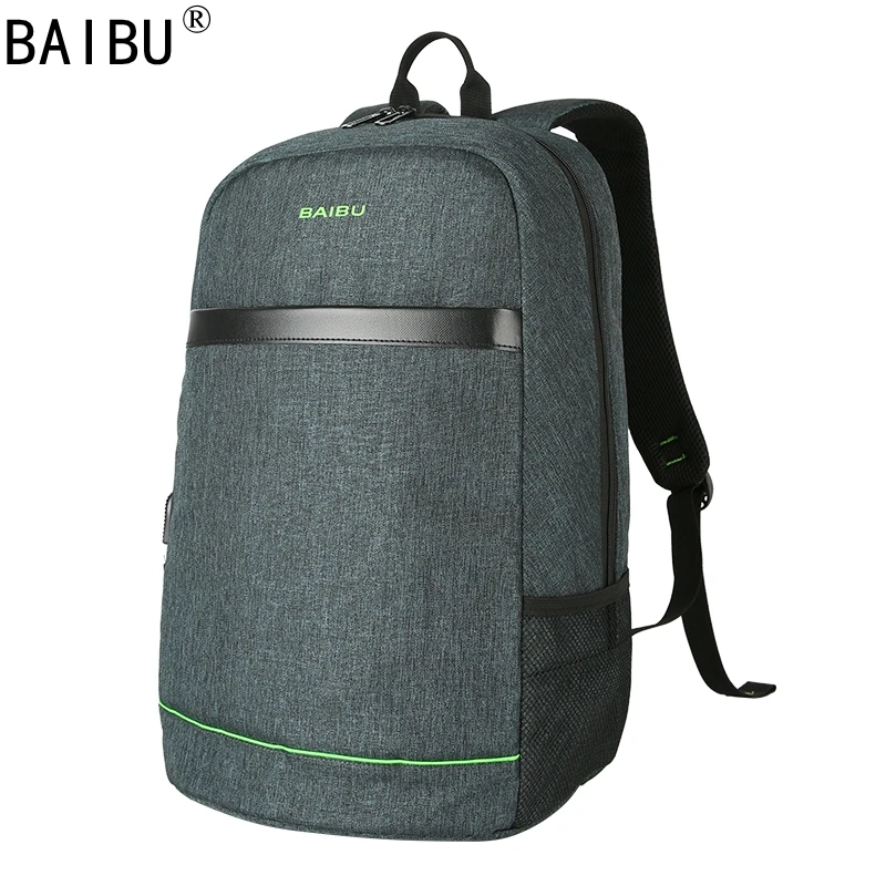 

BAIBU Men Brand External USB Charge Backpack Male Mochila Escolar 15.6 inch Laptop Backpack women Urban Backpack