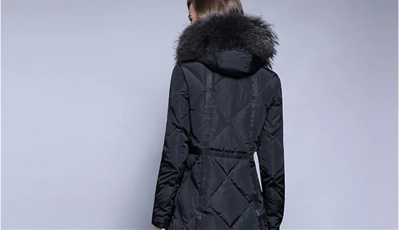 AYUNSUE, высокое качество, теплое зимнее пальто для женщин, белая куртка на утином пуху, толстые женские длинные парки, тонкие женские пальто, Casacos WXF330