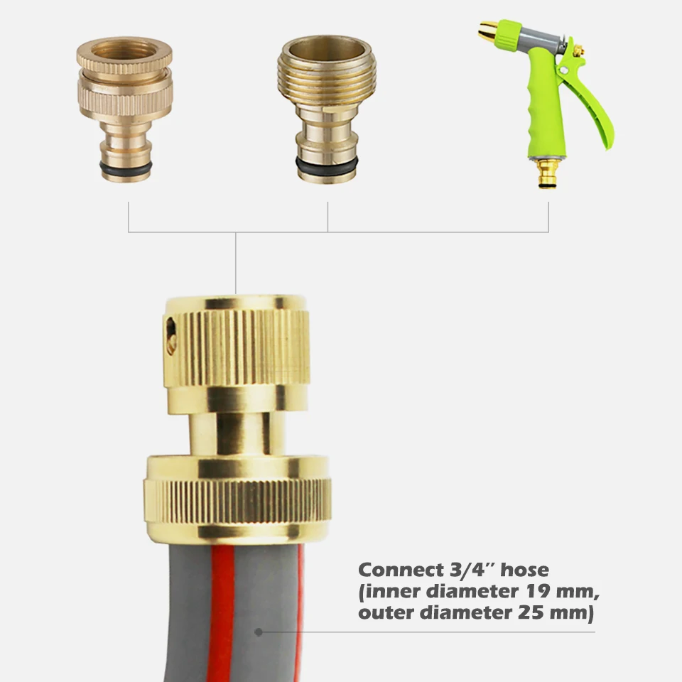Чистый медный садовый водяной пистолет 3/4 дюймов шланг Быстрый Соединитель домашний полив Автомойка шланг Конец и водяной соединитель трубы концевые фитинги