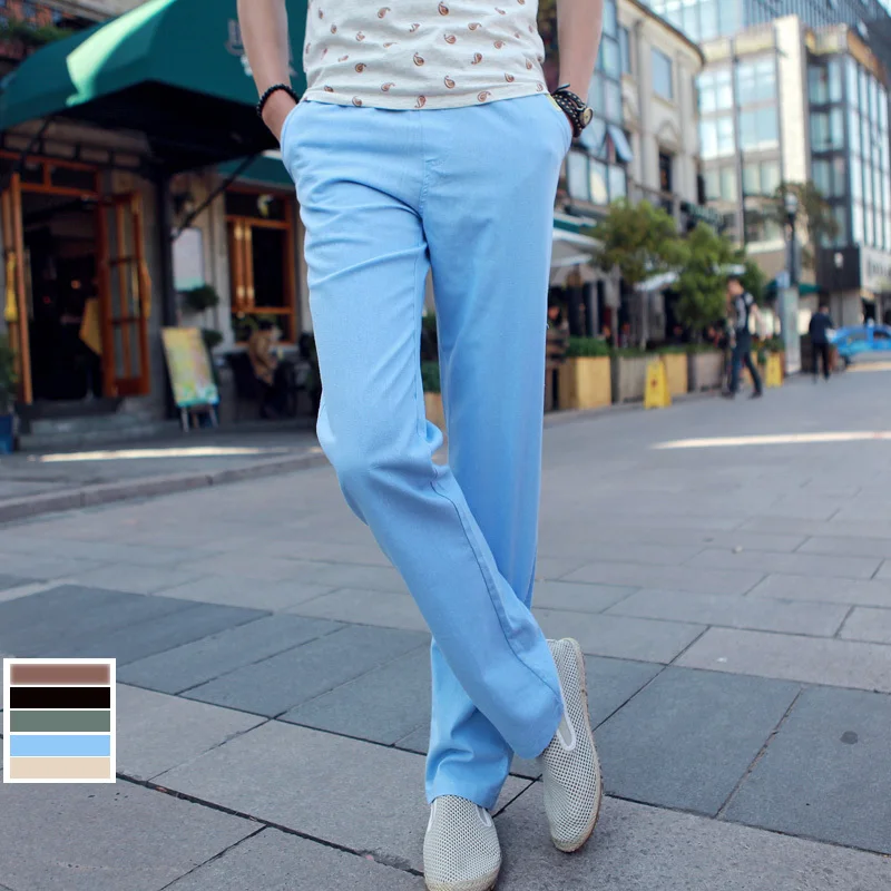 blue linen pants for men Pi Pants