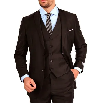 

Custom made Groom Wedding suits Brown Notched lapel 3 pieces Tuxedos Groomsmen suits( jacket+Pants+vest) A105