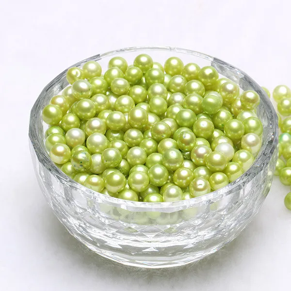 10 Pcs 6 7MM light green Round loose Pearl Freshwater Pearls Free