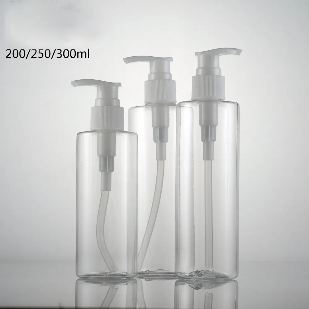 200ML 250ML 300ML Transparent Flat Shoulder Latex Bottle Empty Clear