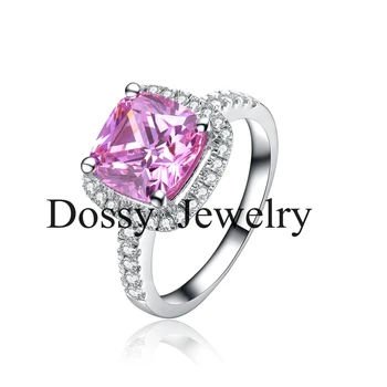 

Long Lasting Promise 2 Carat Princess Cut Cushion Shape Pink SONA Synthetic Diamonds Engagement Ring A-Ok Bridal Jewelry