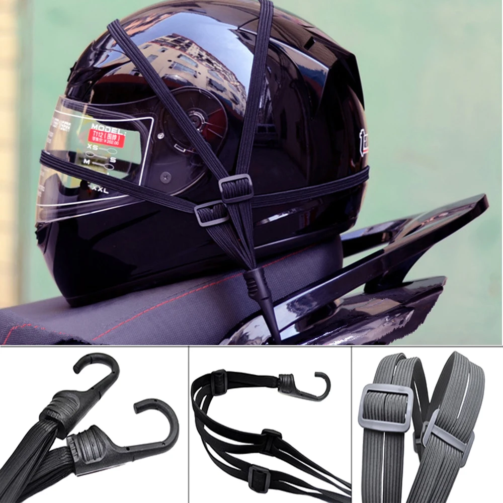 1PC 60cm Motorcycle Bicycle Strength Retractable Helmet Luggage Elastic Rope Strap With 2 Hooks