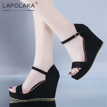

Lapolaka Large Size 42 buckle-strap Hot Sale Summer Sandals Woman Shoes Women Wedge High Heels Platform Shoes Woman Sandals