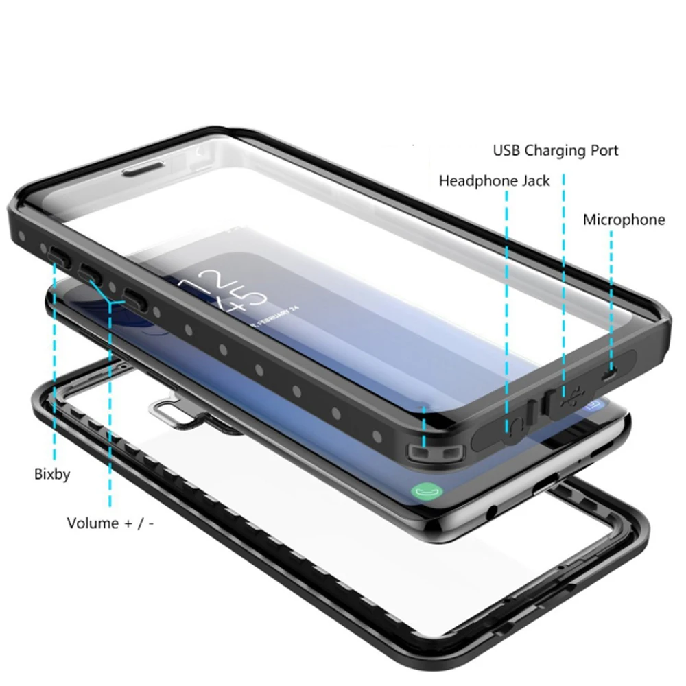 Diving Sealed Cover For Samsung Galaxy Note 8 Note 9 S8 S9 Plus Case Waterproof PC Armor For Samsung Note 8 Clear Case (6)