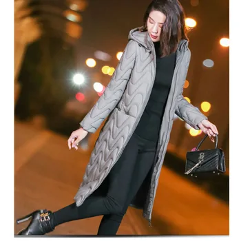 

Winter Plus Size 3XL Womens Down Cotton Jackets Ultra Light hoodie Autumn warm Parkas Long Jacket Female A line Outerwear
