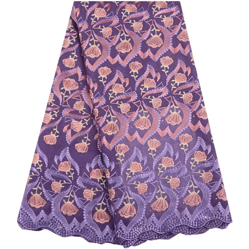 

Purple 2019 African Lace Fabric Embroidered Nigerian Cotton Lace Fabric High Quality French Tulle Lace Fabric For Wedding A1547