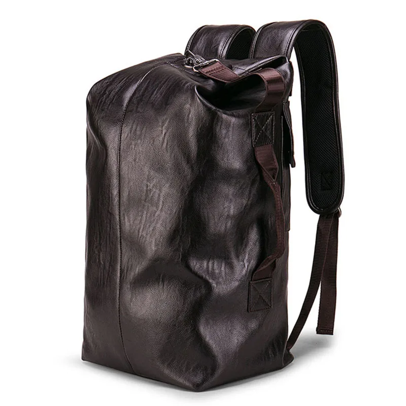 Мужская кожаная спортивная сумка высокого качества, рюкзак для альпинизма, Большой Вместительный рюкзак для путешествий, рюкзак для ноутбука XA985WD - Цвет: Brown