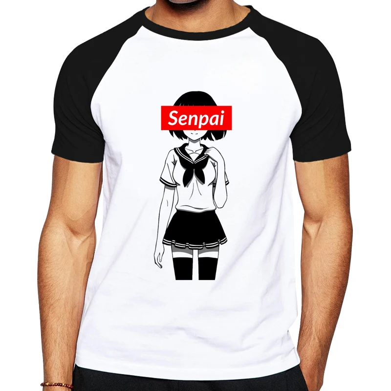 Мужская футболка из хлопка с японским аниме Senpai Girl Nerdy женская уличная Manga Waifu Kawaii