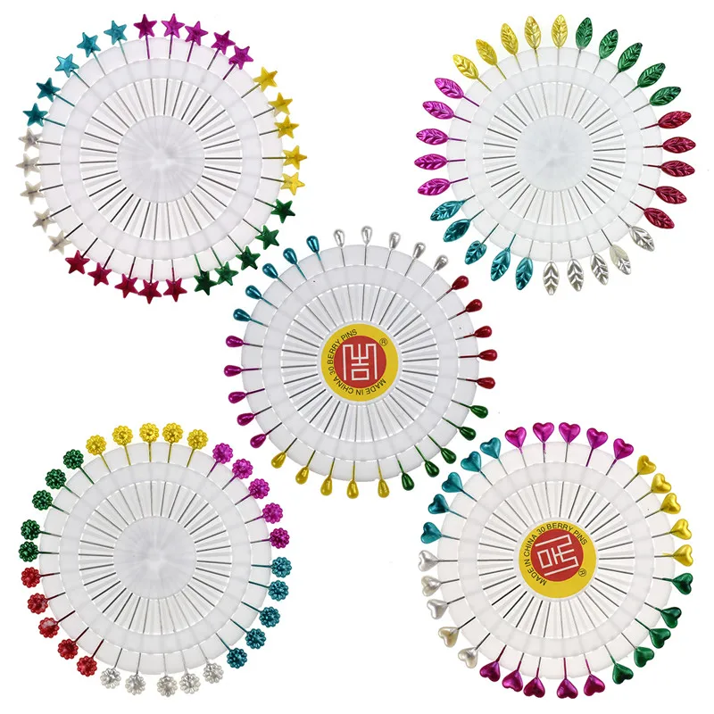 

30pcs/set Cute 5.5cm Mixed Colors DIY Flower Leaf Head Pins Round Pearl Head Pins Decorative Sewing Tailoring Dressmaking Pin