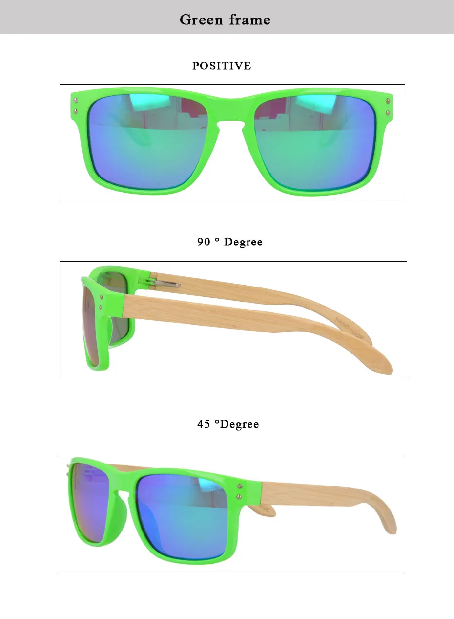 SPITOIKO прямоугольник поляризованные солнцезащитные очки Мужчины мужское зеркало бамбуковые дужки солнцезащитные очки UV400 1207