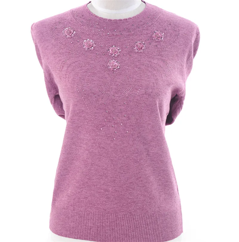 Осенние свитера размера плюс 4XL для женщин среднего возраста, пуловеры, утолщенные теплые свитера с круглым вырезом, шерстяные свитера, платья для мам, топы W495