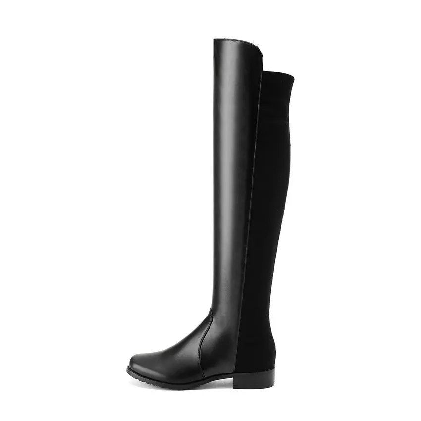 Qutaa Sexy Bas Bottes De Tous Les 43 Talon Chaussures Noir Pu Plate forme 34 Solide Taille Match Genou Lycra Mode 2019 Hautes Femmes r0S7Tr